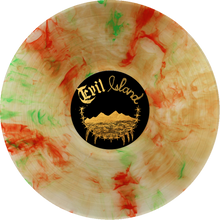 Load image into Gallery viewer, A limited edition Terraform The Afterlife - Candyland LP (Pre-order), featuring a marbled cream, red, and green vinyl. The black center label showcases gold artwork with an island, ocean, mountains, and "Terraform The Afterlife" in gothic text.